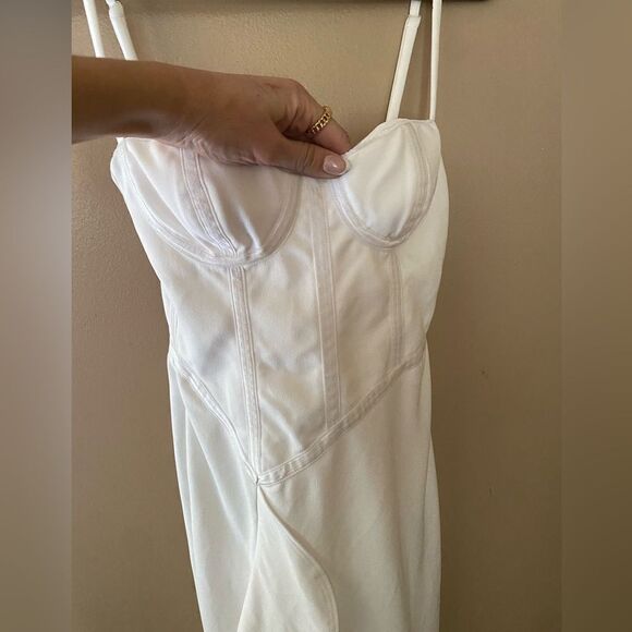 Katie May Eros Gown Revolve Ivory white maxi dress ruffle high slit XS - Picture 6 of 11